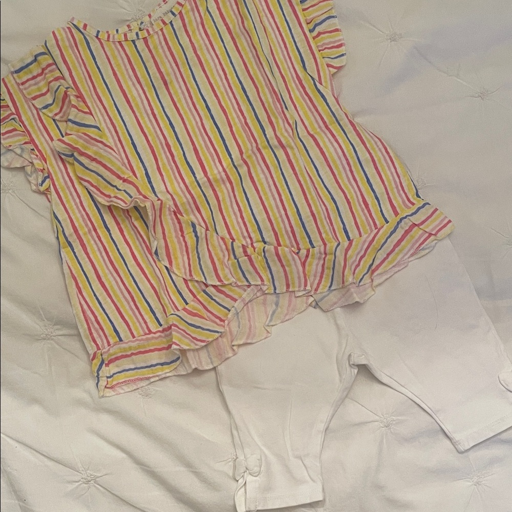 12-18m Zara Kids Striped Top and White Leggings Set